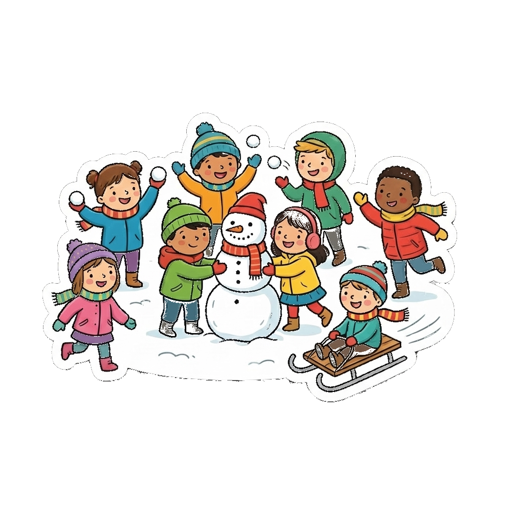 Winter Kids Playing