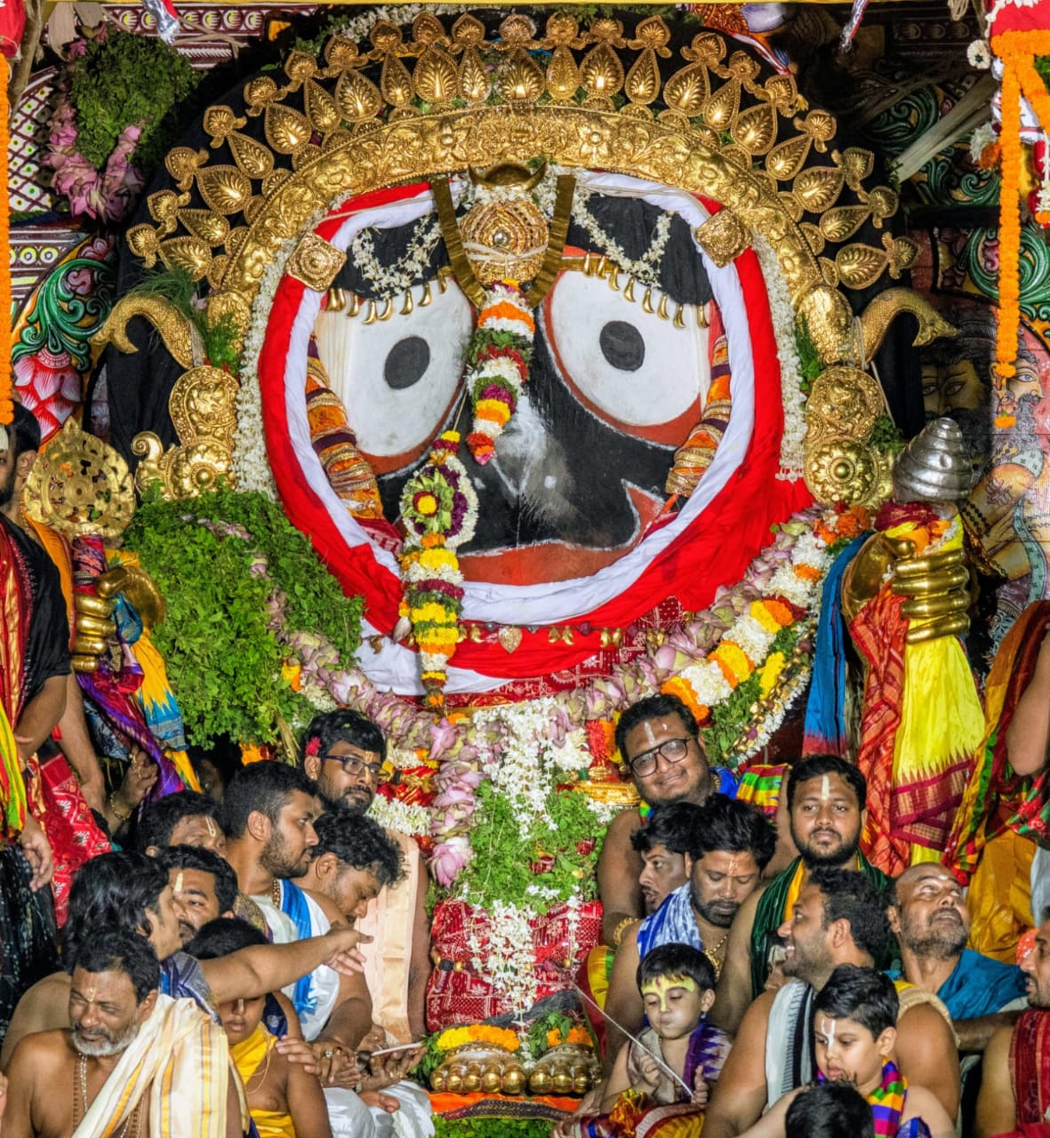 Deities in Suna Besha outside Srimandir at Singhadwara