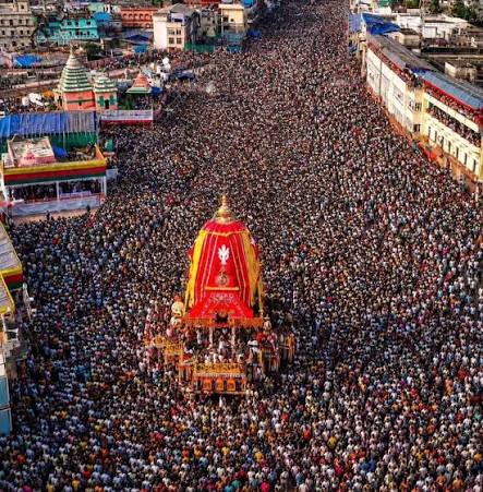 Lord Jagannath's chariot Nandighosha during Bahuda Yatra return journey